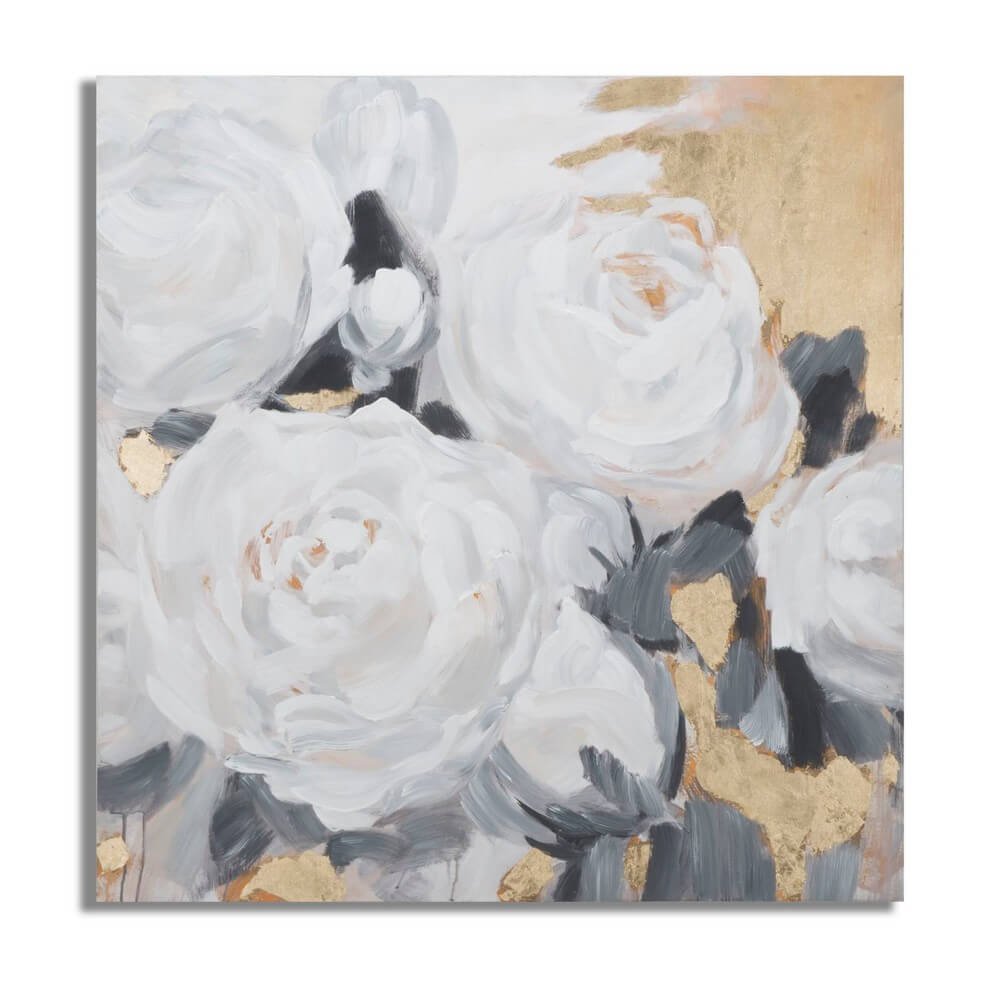 Image of Dipinto su tela fiore bianco cm 90X3,7X90 - WHITE FLOWER