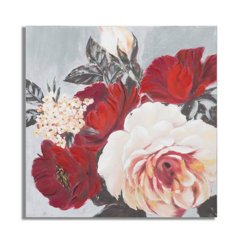 Image of Dipinto su tela fiore quadrato cm 90X3,7X90 - rosso FLOWER SQUARE