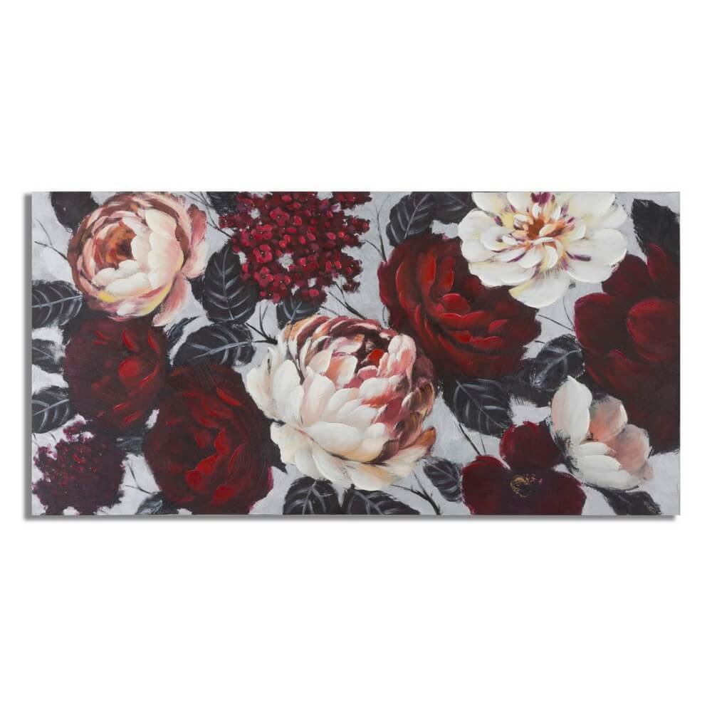 Image of Dipinto su tela fiore rosso e bianco cm 150X3,8X76 - LIGHTBACK FLOWER