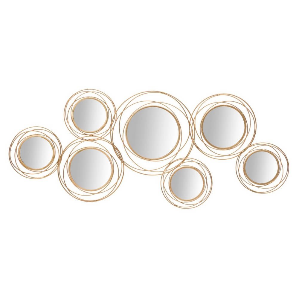 Image of Decorazione parete specchio oro round cm 124,5X4X53,5 - GOLD ROUND
