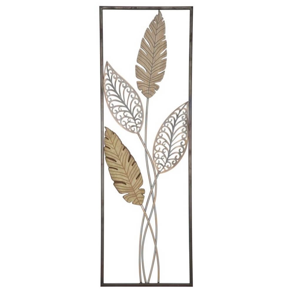 Image of Decorazione parete ferro e legno foglie cm 30,5X1,90X91 - FARFALLA