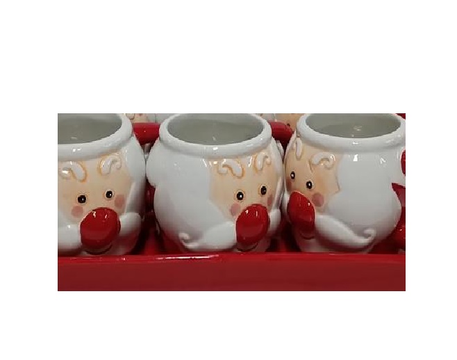 Set di 6 Tazzine di Caff&egrave; Babbo Natale con Vassoio Rosso tazza casa idea regalo 