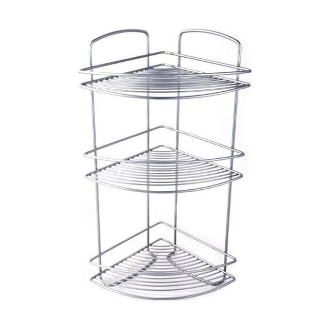 Metaltex Onda 3-Tier Corner Bathroom Shelf, Silver