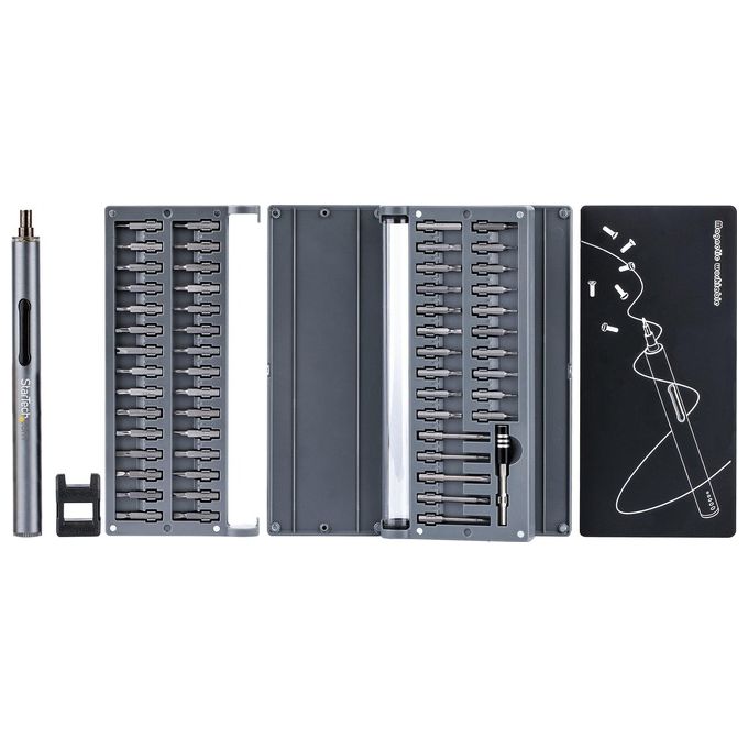 StarTech.com Set di cacciaviti elettrici di precisione 55 punte - Kit di cacciaviti a batteria portatile/mini per riparazioni di elettronica - magneti