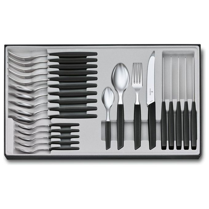 Victorinox Swiss Modern set di posate 24 pz Nero