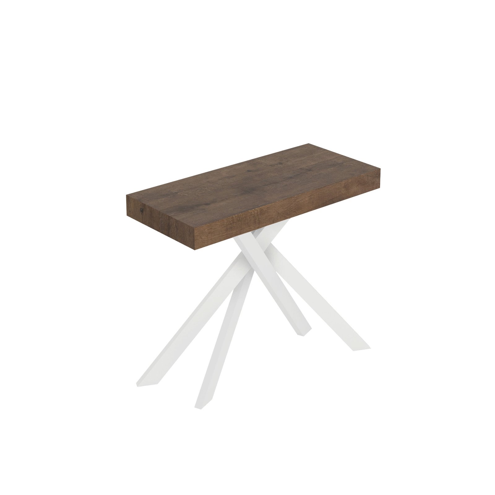 Consolle allungabile con gambe incrociate - SAKI PREMIUM Dimensioni: 90x40/300, Telaio: Bianco, Colore: Noce