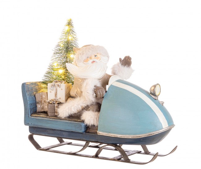 Image of Babbo Natale Danish con slitta blu e LED