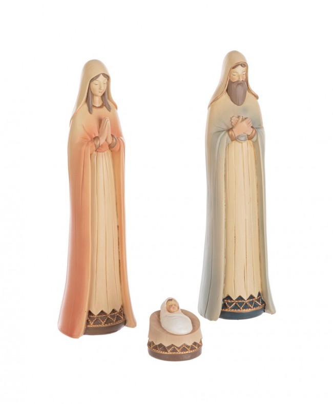 Natività 3 figure Heavenly azzurro-rosa