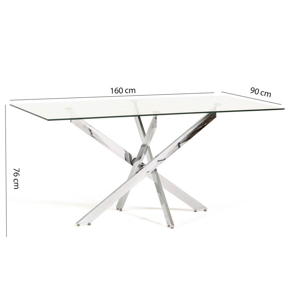 Tavolo Pranzo Rettangolare Piano in Vetro Gambe Incrociate Acciaio 190x60 MORGAN - Foto 19 di 44