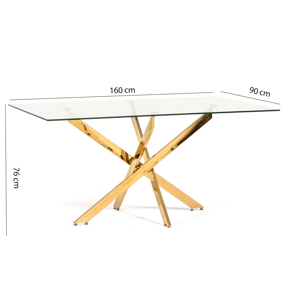 Tavolo Pranzo Rettangolare Piano in Vetro Gambe Incrociate Acciaio 190x60 MORGAN - Foto 13 di 44