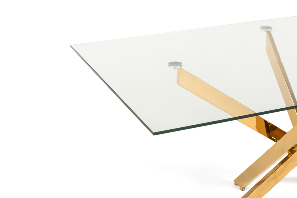 Tavolo Pranzo Rettangolare Piano in Vetro Gambe Incrociate Acciaio 190x60 MORGAN - Foto 14 di 44