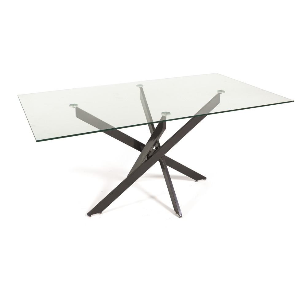 Tavolo Pranzo Rettangolare Piano in Vetro Gambe Incrociate Acciaio 190x60 MORGAN - Foto 23 di 44