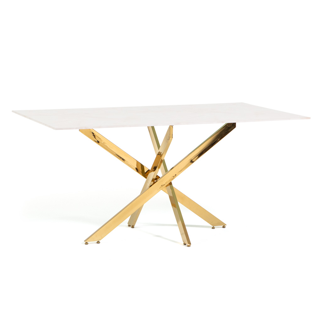 Tavolo Pranzo Rettangolare Piano in Vetro Gambe Incrociate Acciaio 190x60 MORGAN - Foto 39 di 44