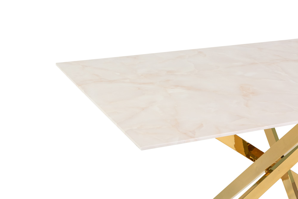 Tavolo Pranzo Rettangolare Piano in Vetro Gambe Incrociate Acciaio 190x60 MORGAN - Foto 36 di 44