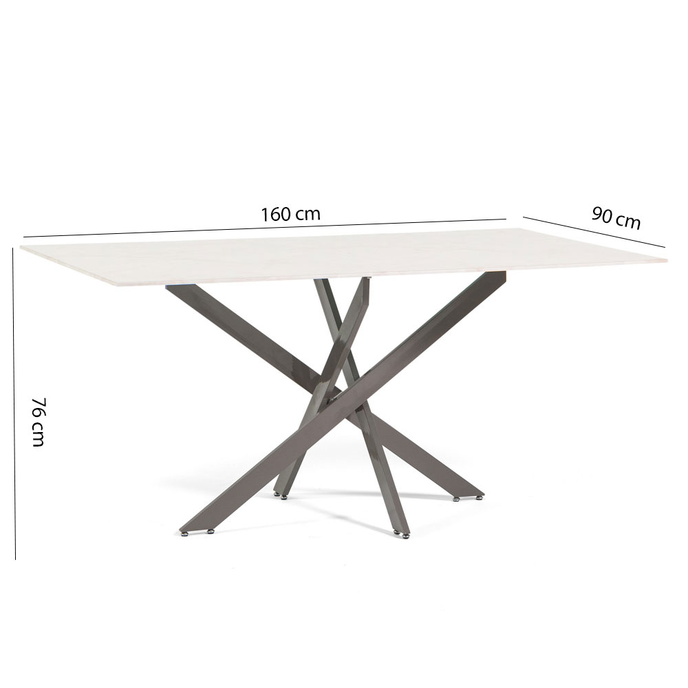 Tavolo Pranzo Rettangolare Piano in Vetro Gambe Incrociate Acciaio 190x60 MORGAN - Foto 42 di 44