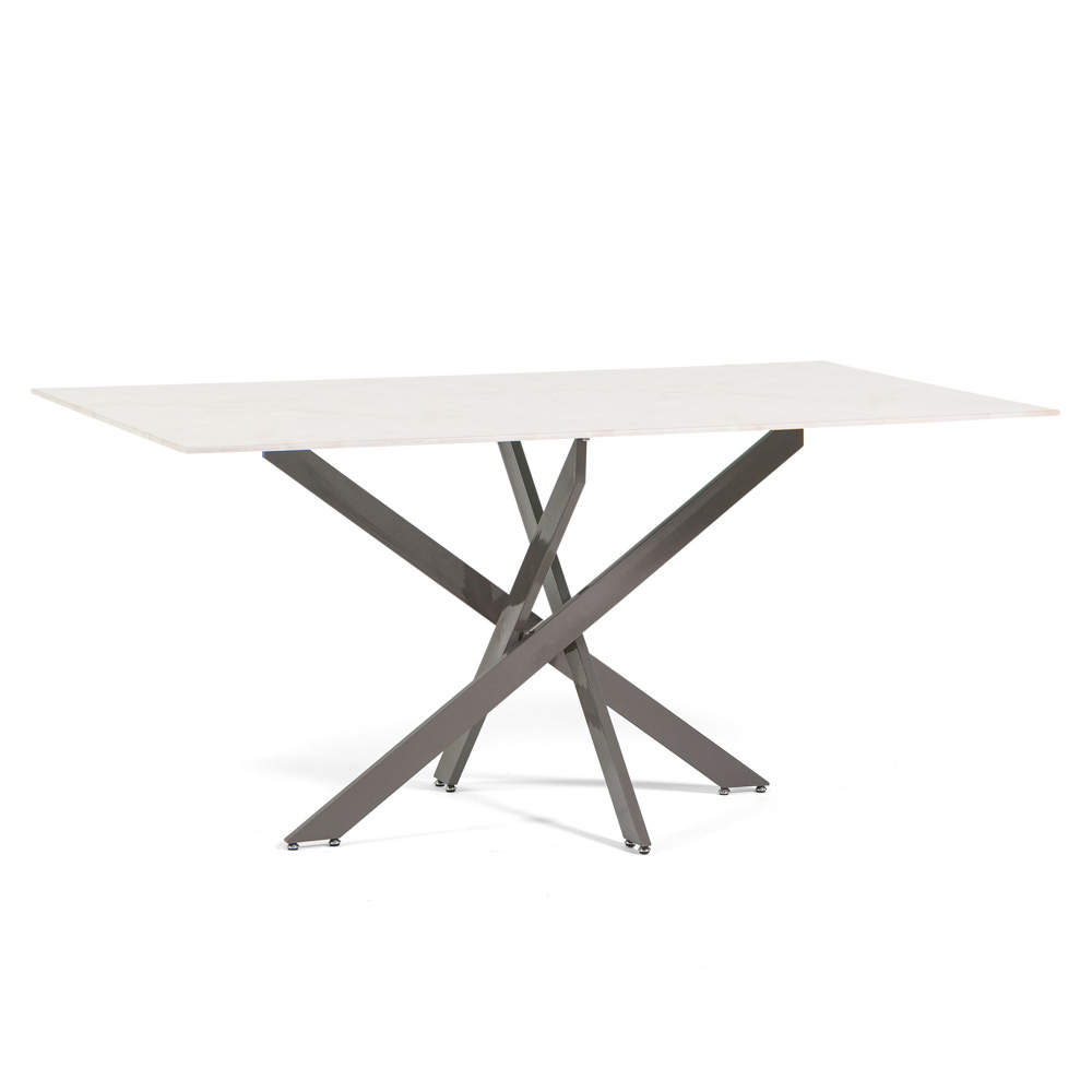 Tavolo Pranzo Rettangolare Piano in Vetro Gambe Incrociate Acciaio 190x60 MORGAN - Foto 41 di 44