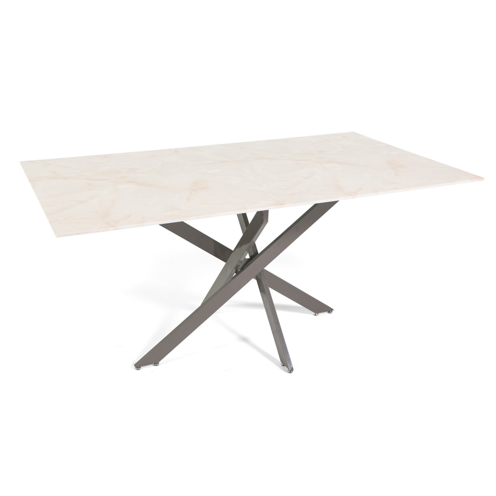 Tavolo Pranzo Rettangolare Piano in Vetro Gambe Incrociate Acciaio 190x60 MORGAN - Foto 43 di 44