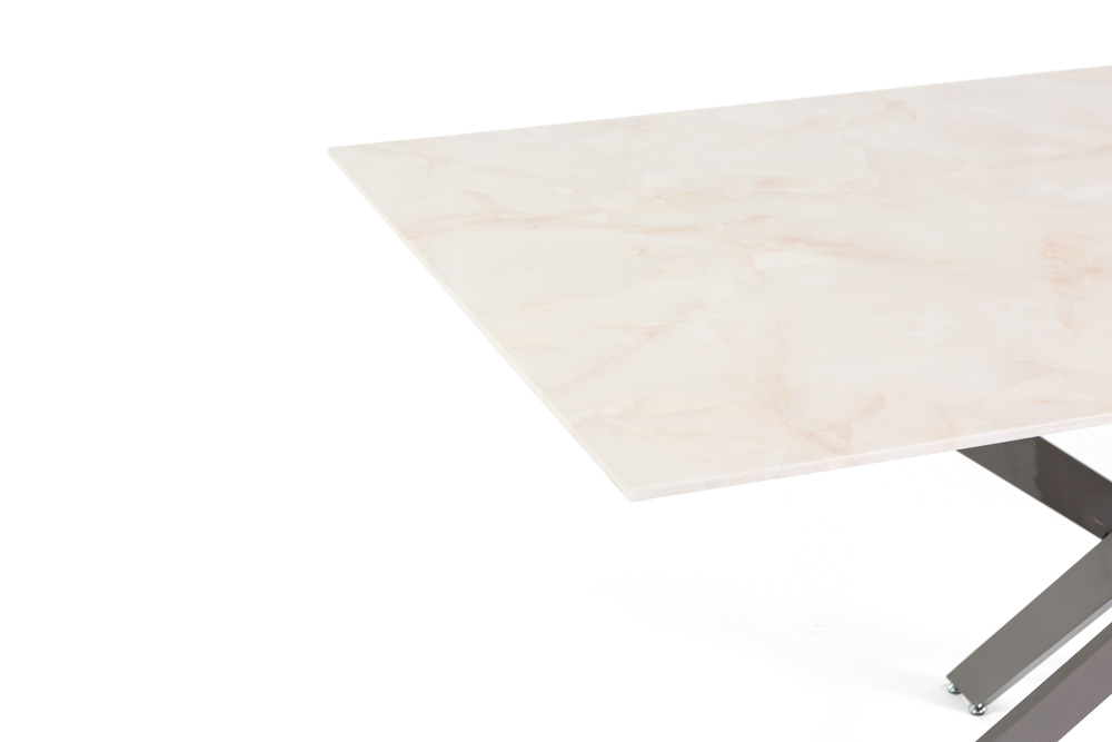 Tavolo Pranzo Rettangolare Piano in Vetro Gambe Incrociate Acciaio 190x60 MORGAN - Foto 40 di 44