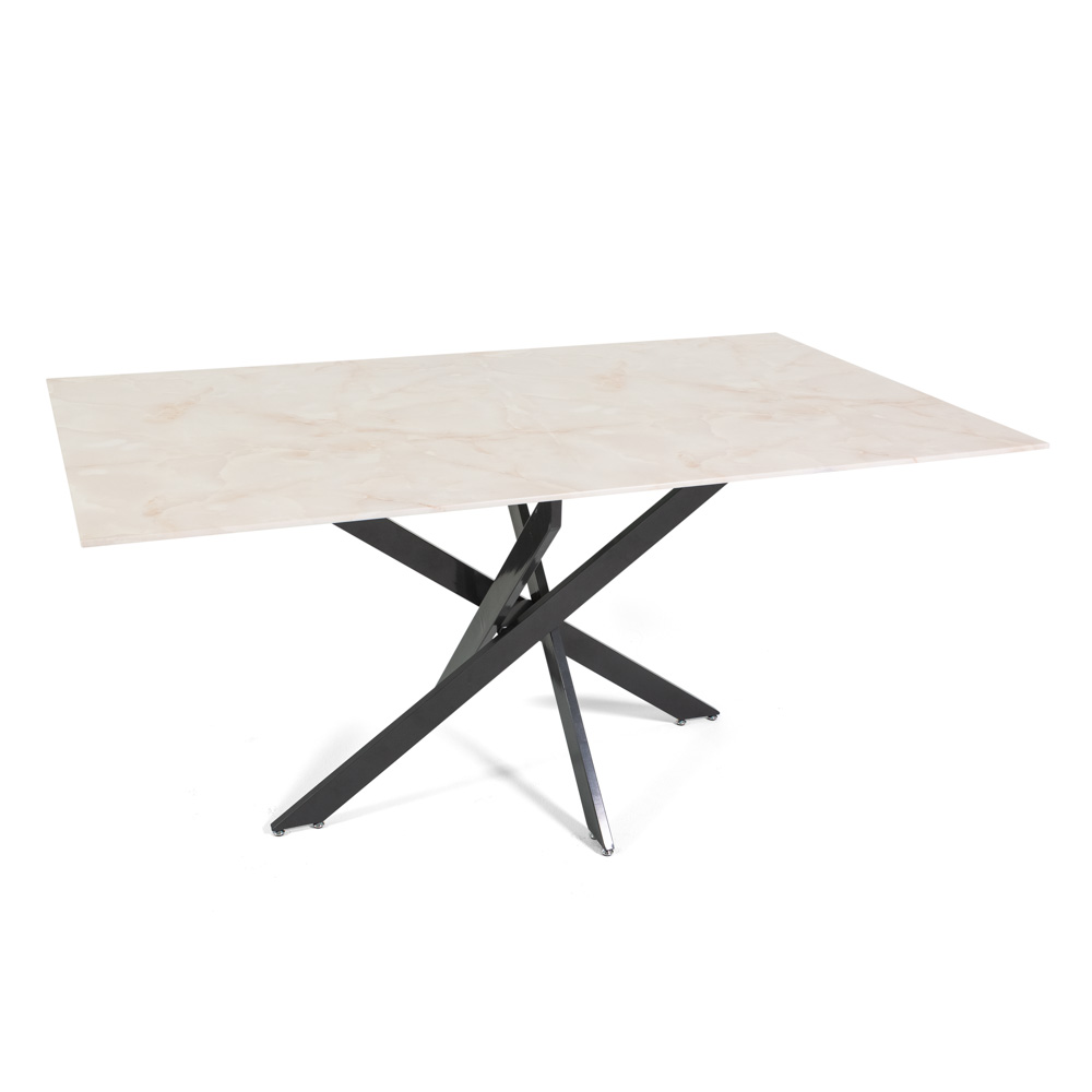 Tavolo Pranzo Rettangolare Piano in Vetro Gambe Incrociate Acciaio 190x60 MORGAN - Foto 44 di 44