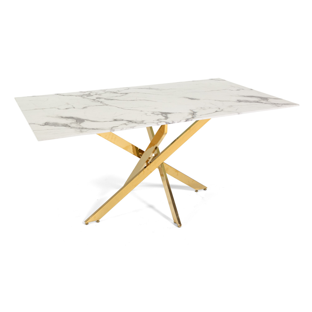 Tavolo Pranzo Rettangolare Piano in Vetro Gambe Incrociate Acciaio 190x60 MORGAN - Foto 29 di 44