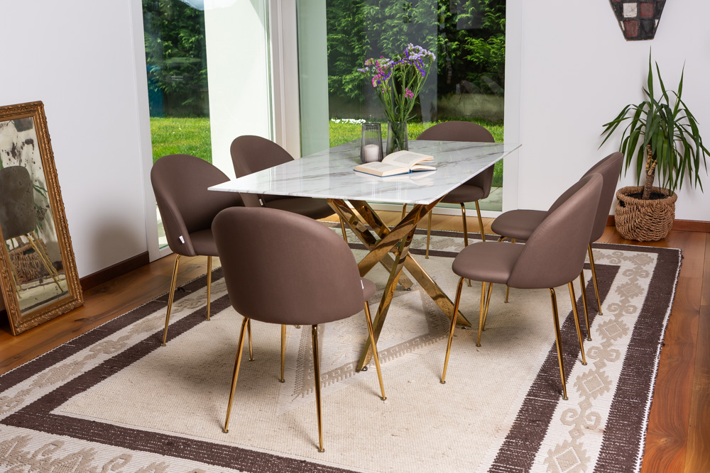 Tavolo Pranzo Rettangolare Piano in Vetro Gambe Incrociate Acciaio 190x60 MORGAN - Foto 34 di 44