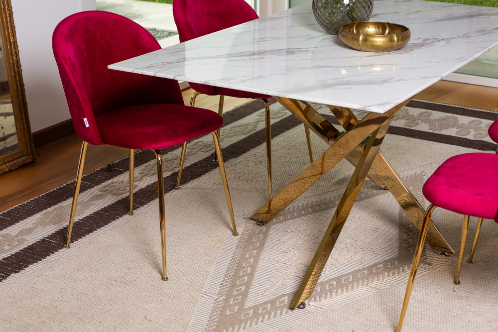 Tavolo Pranzo Rettangolare Piano in Vetro Gambe Incrociate Acciaio 190x60 MORGAN - Foto 28 di 44