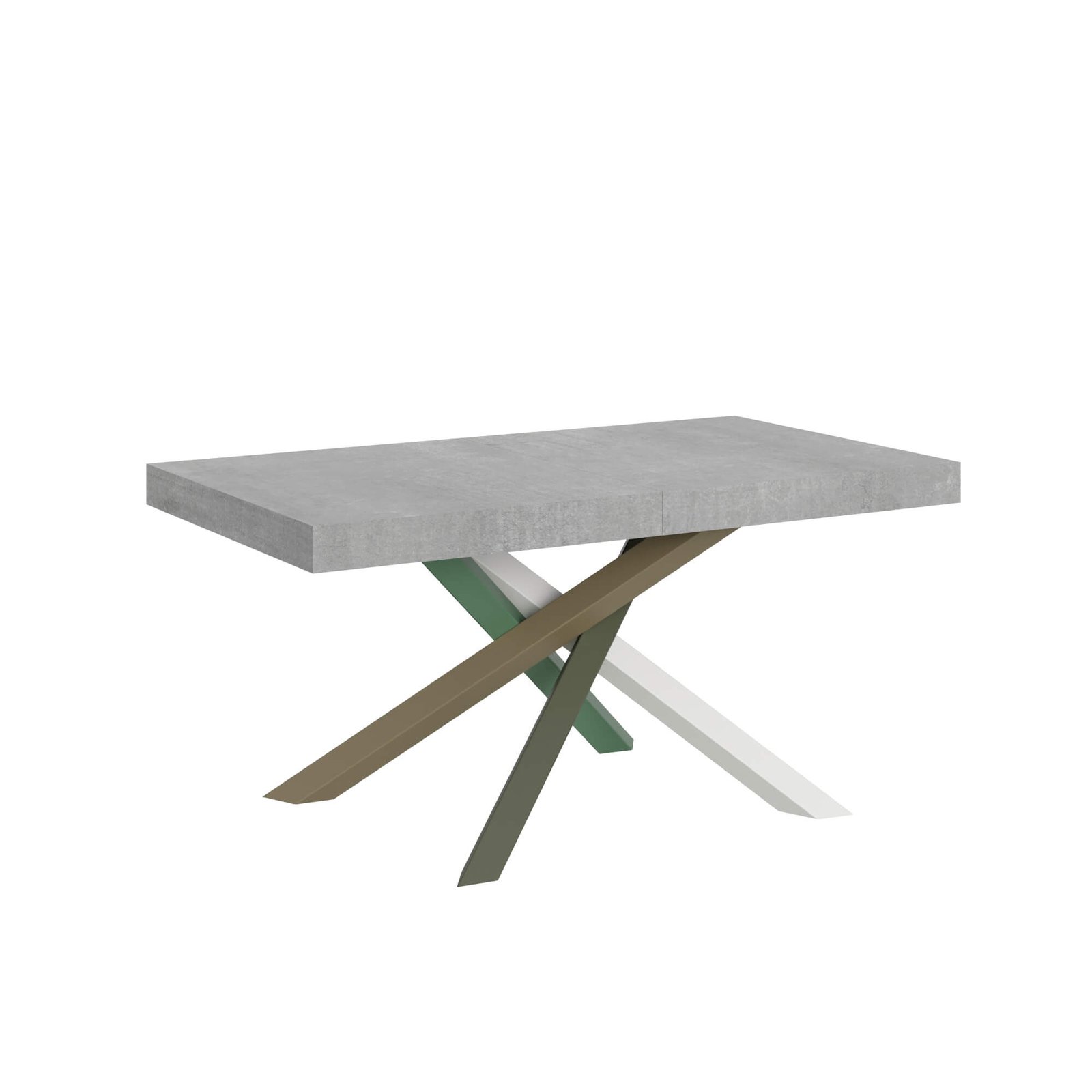 Tavolo da pranzo Allungabile - VOLANTIS Dimensioni: 160x90/420, Bordo: In tinta, Colore: Cemento, Telaio: 4/A