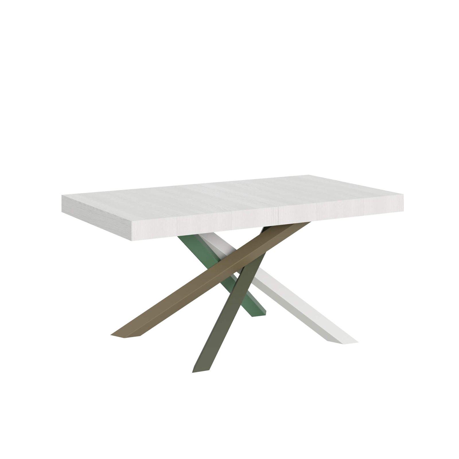 Tavolo da pranzo Allungabile - VOLANTIS Dimensioni: 160x90/420, Bordo: In tinta, Colore: Bianco Frassino, Telaio: 4/A