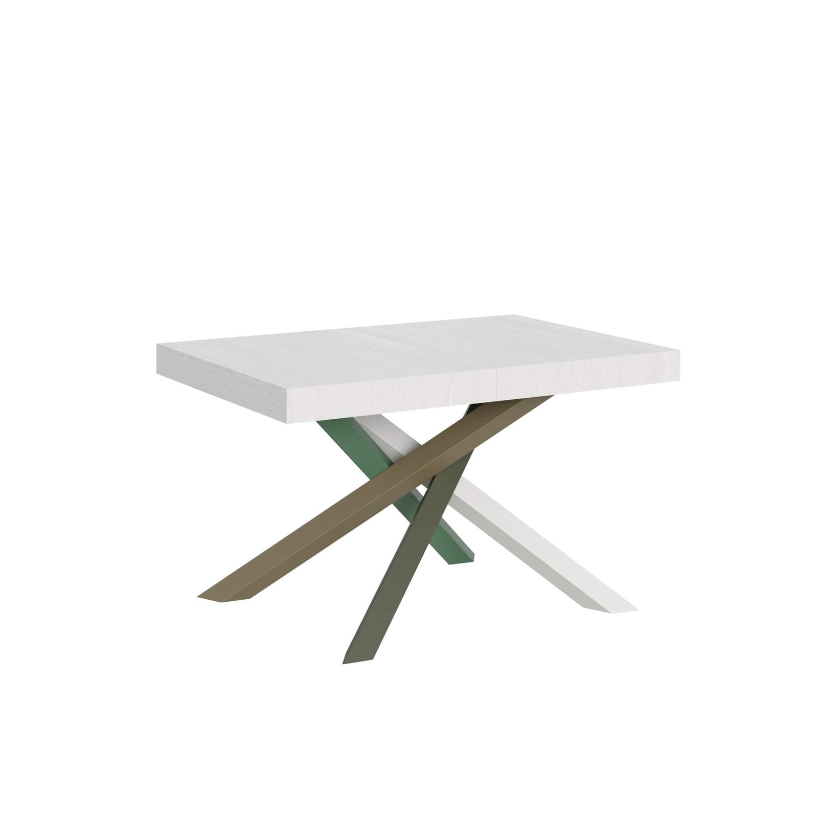 Tavolo da pranzo Allungabile - VOLANTIS Bordo: In tinta, Colore: Bianco Frassino, Dimensioni: 130x90/390, Telaio: 4/A