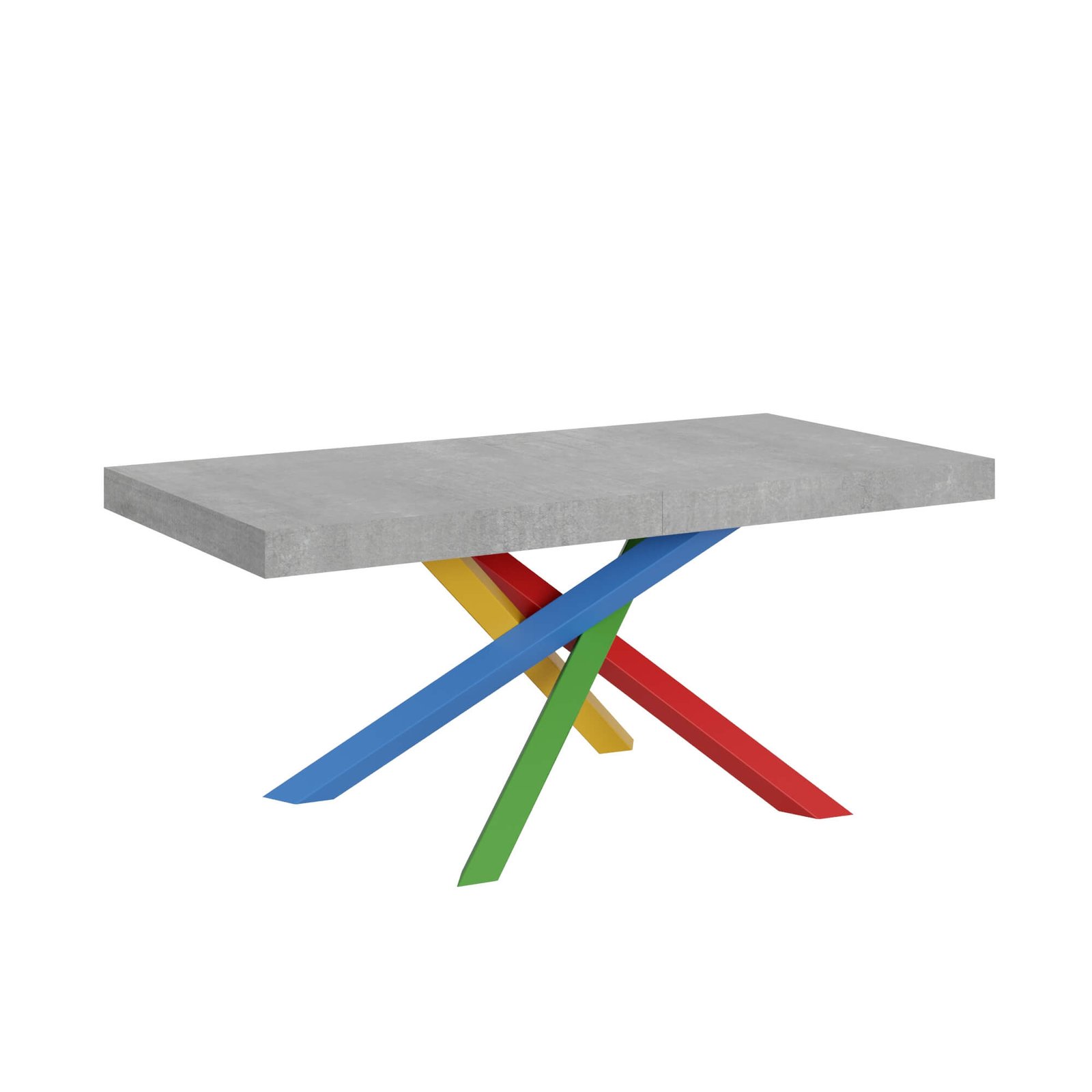 Tavolo da pranzo Allungabile - VOLANTIS Bordo: In tinta, Telaio: 4/B, Colore: Cemento, Dimensioni: 180x90/284