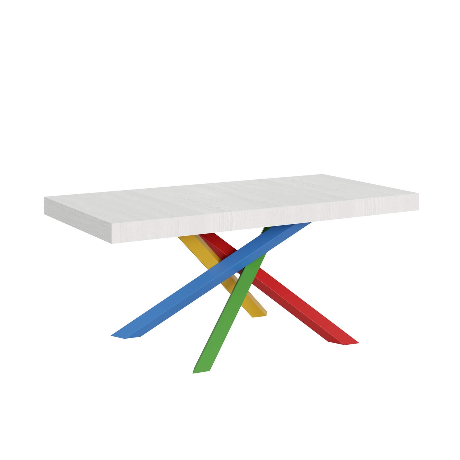 Tavolo da pranzo Allungabile - VOLANTIS Bordo: In tinta, Colore: Bianco Frassino, Telaio: 4/B, Dimensioni: 180x90/284