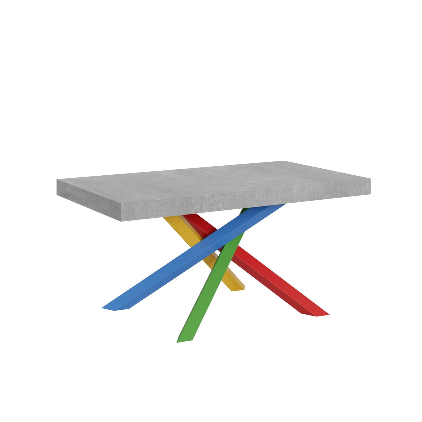 Tavolo da pranzo Allungabile - VOLANTIS Bordo: In tinta, Dimensioni: 160x90/264, Telaio: 4/B, Colore: Cemento