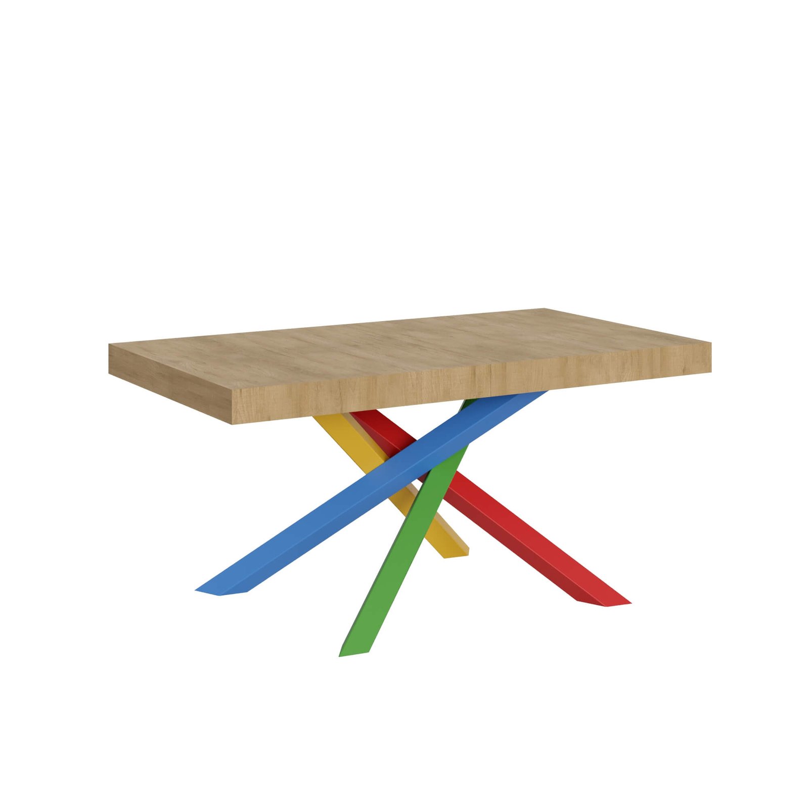 Tavolo da pranzo Allungabile - VOLANTIS Bordo: In tinta, Dimensioni: 160x90/264, Telaio: 4/B, Colore: Quercia Natura
