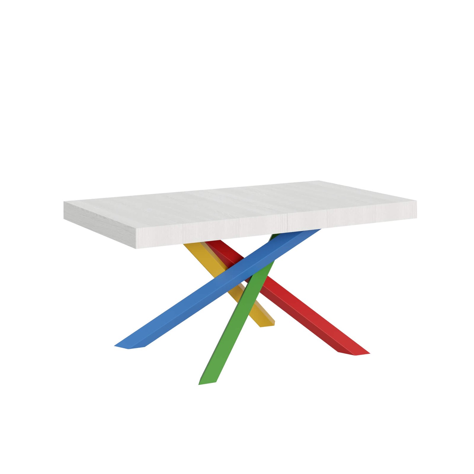 Tavolo da pranzo Allungabile - VOLANTIS Bordo: In tinta, Dimensioni: 160x90/264, Colore: Bianco Frassino, Telaio: 4/B