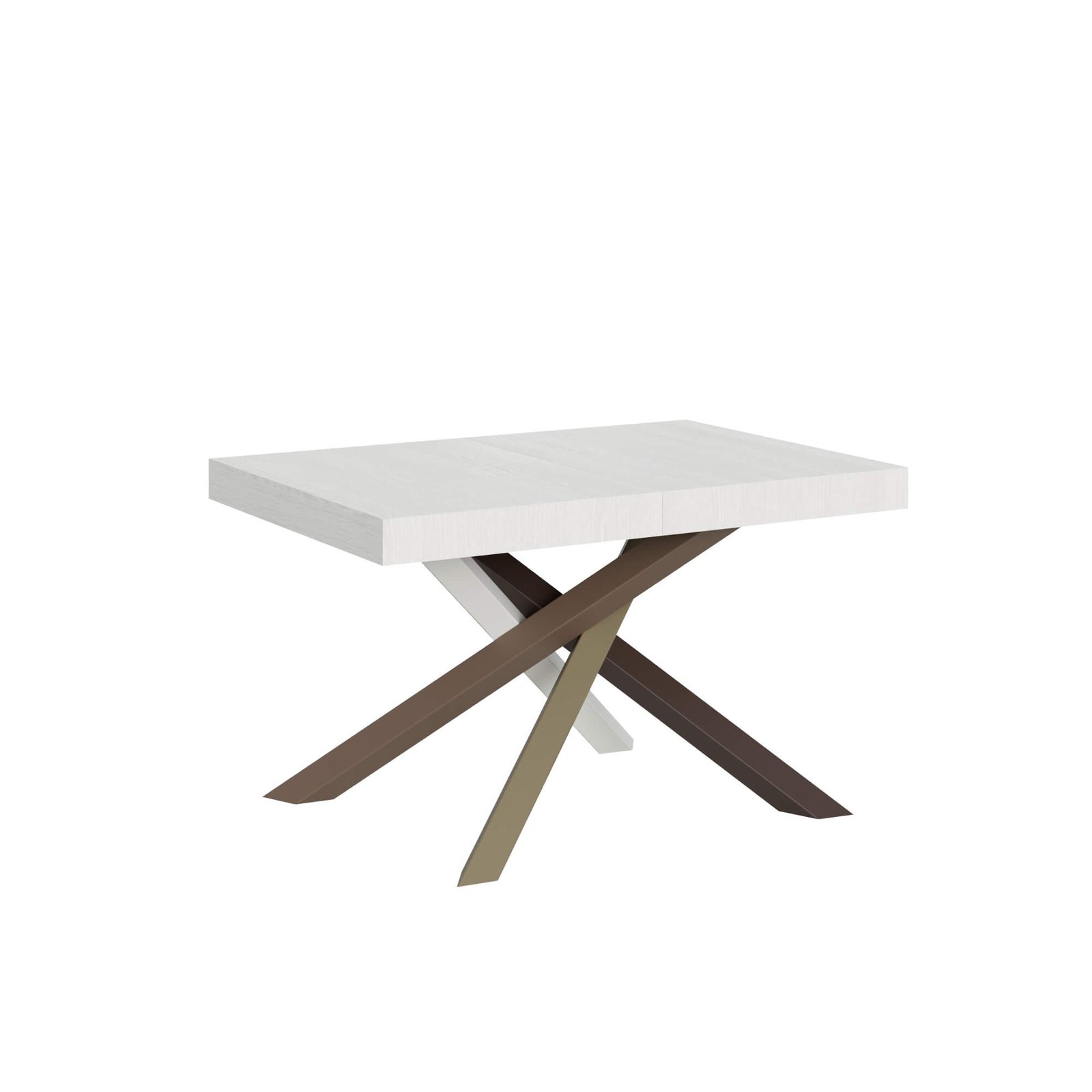 Tavolo da pranzo Allungabile - VOLANTIS Telaio: 4/C, Bordo: In tinta, Colore: Bianco Frassino, Dimensioni: 130x90/390