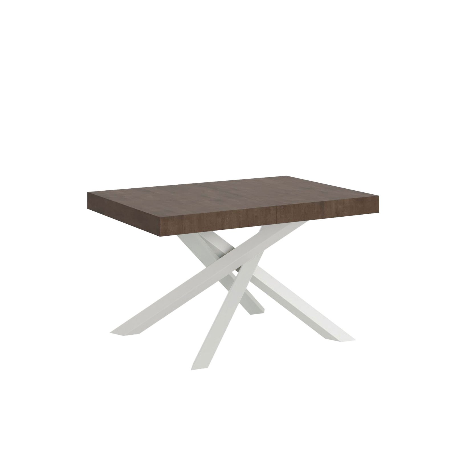 Tavolo da pranzo Allungabile - VOLANTIS Telaio: Bianco, Colore: Noce, Bordo: In tinta, Dimensioni: 140x90/400
