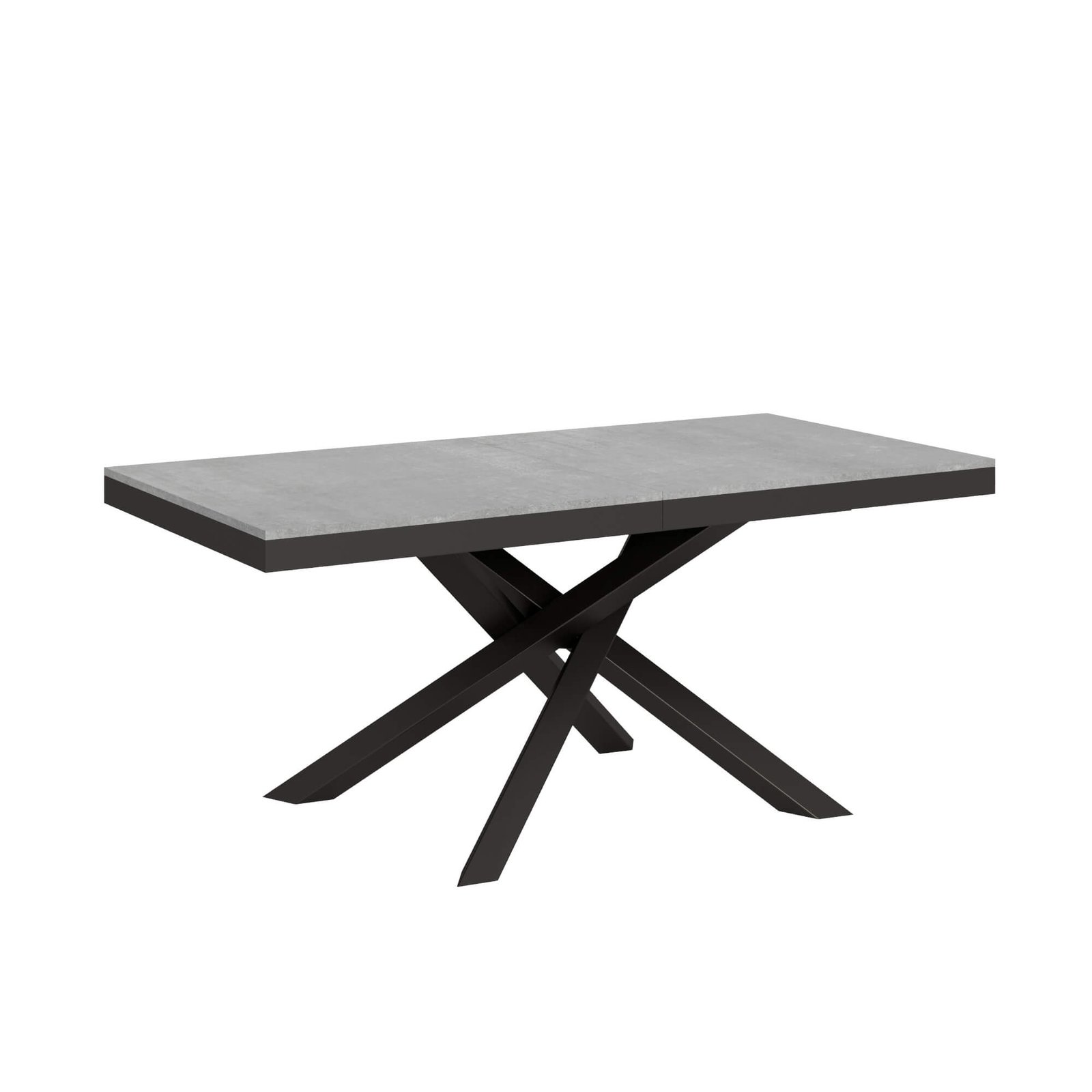Tavolo da pranzo Allungabile - VOLANTIS Telaio: Antracite, Dimensioni: 180x90/440, Colore: Cemento, Bordo: Antracite