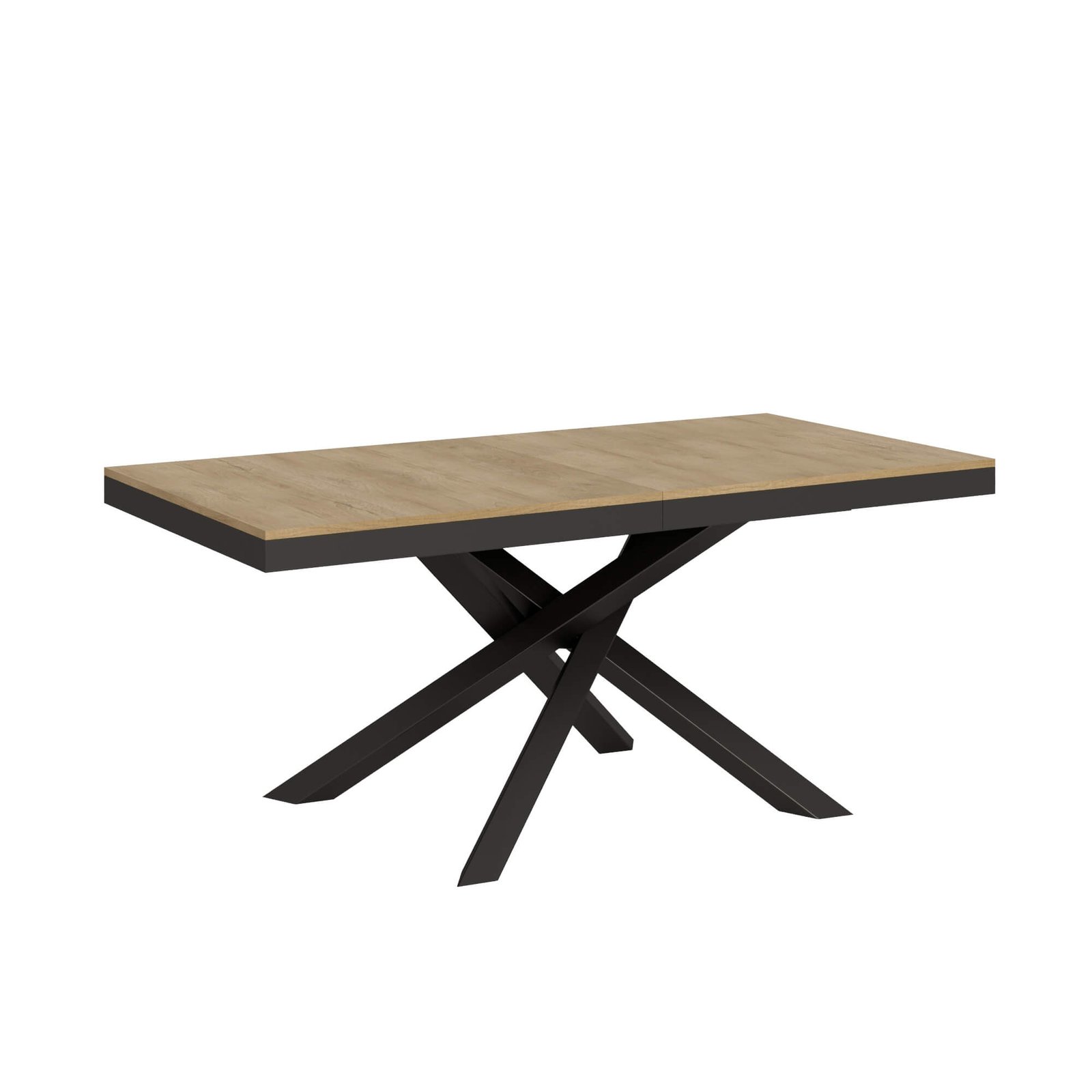 Tavolo da pranzo Allungabile - VOLANTIS Telaio: Antracite, Dimensioni: 180x90/440, Colore: Quercia Natura, Bordo: Antracite