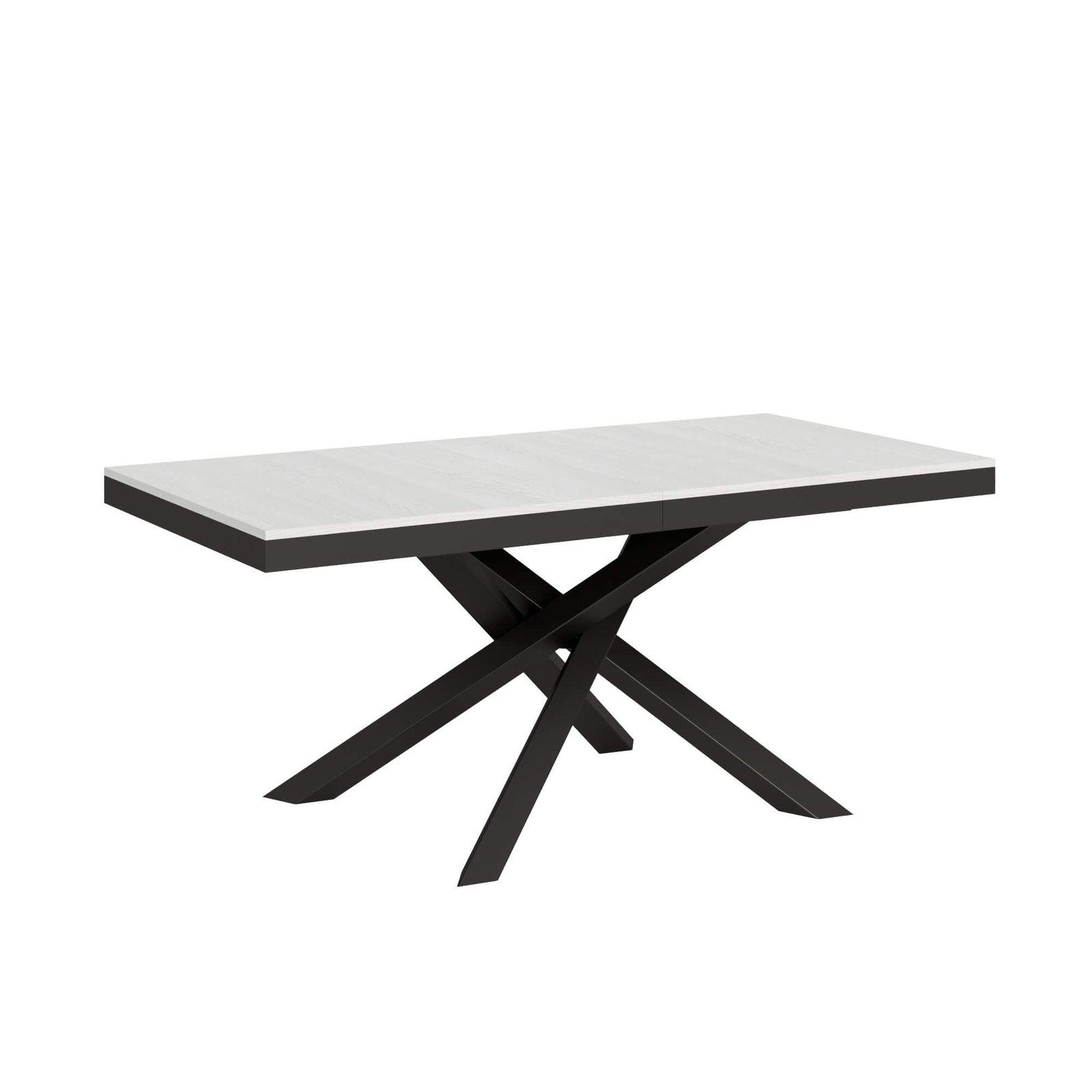 Tavolo da pranzo Allungabile - VOLANTIS Telaio: Antracite, Dimensioni: 180x90/440, Colore: Bianco Frassino, Bordo: Antracite