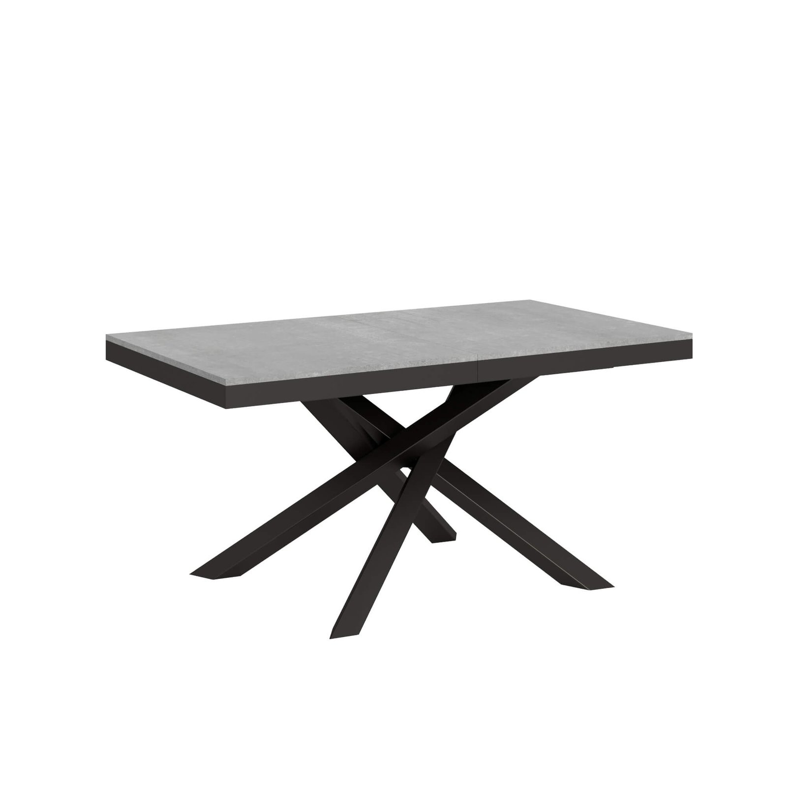Tavolo da pranzo Allungabile - VOLANTIS Telaio: Antracite, Dimensioni: 160x90/264, Colore: Cemento, Bordo: Antracite