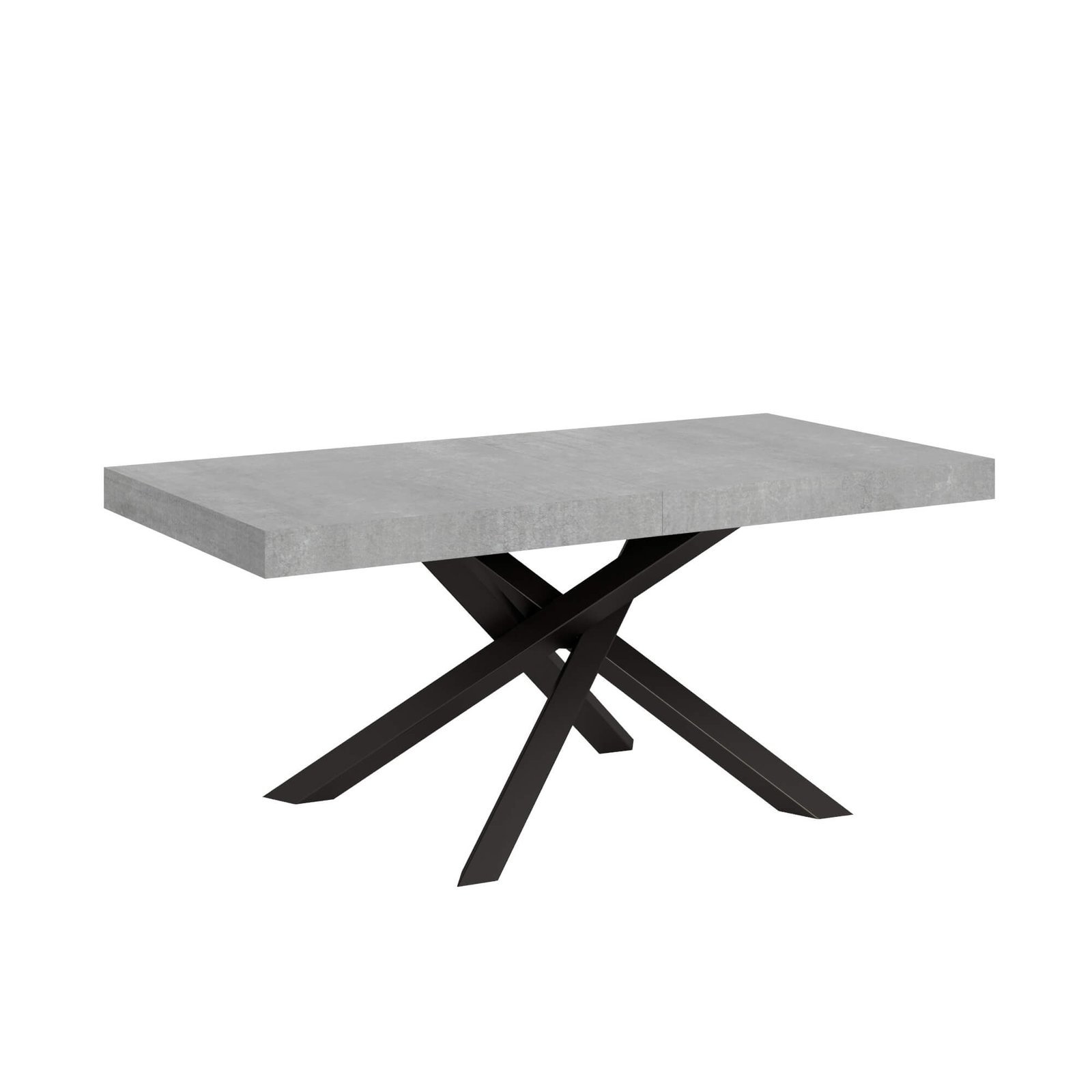 Tavolo da pranzo Allungabile - VOLANTIS Telaio: Antracite, Bordo: In tinta, Dimensioni: 200x90/304, Colore: Cemento