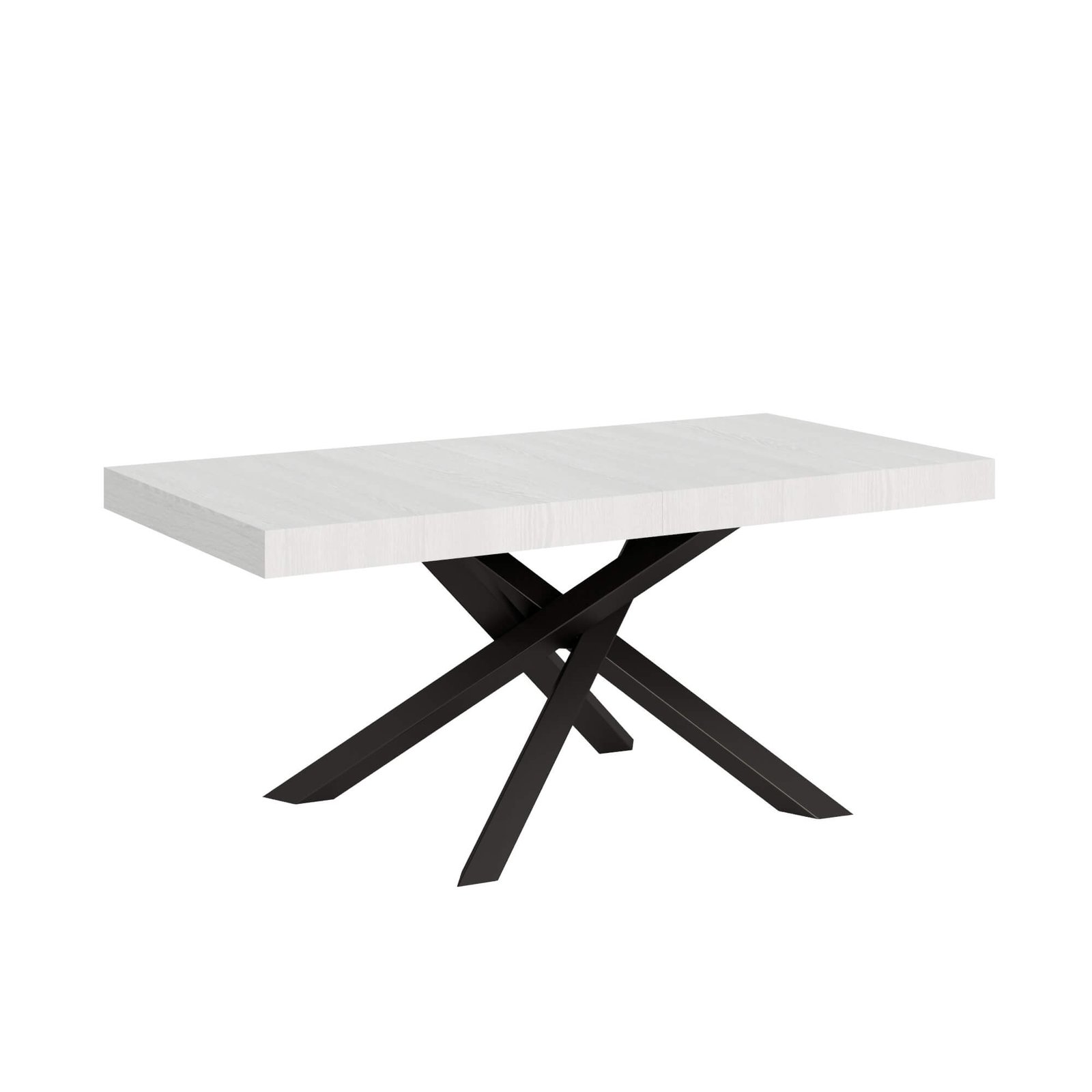 Tavolo da pranzo Allungabile - VOLANTIS Telaio: Antracite, Dimensioni: 180x90/440, Bordo: In tinta, Colore: Bianco Frassino