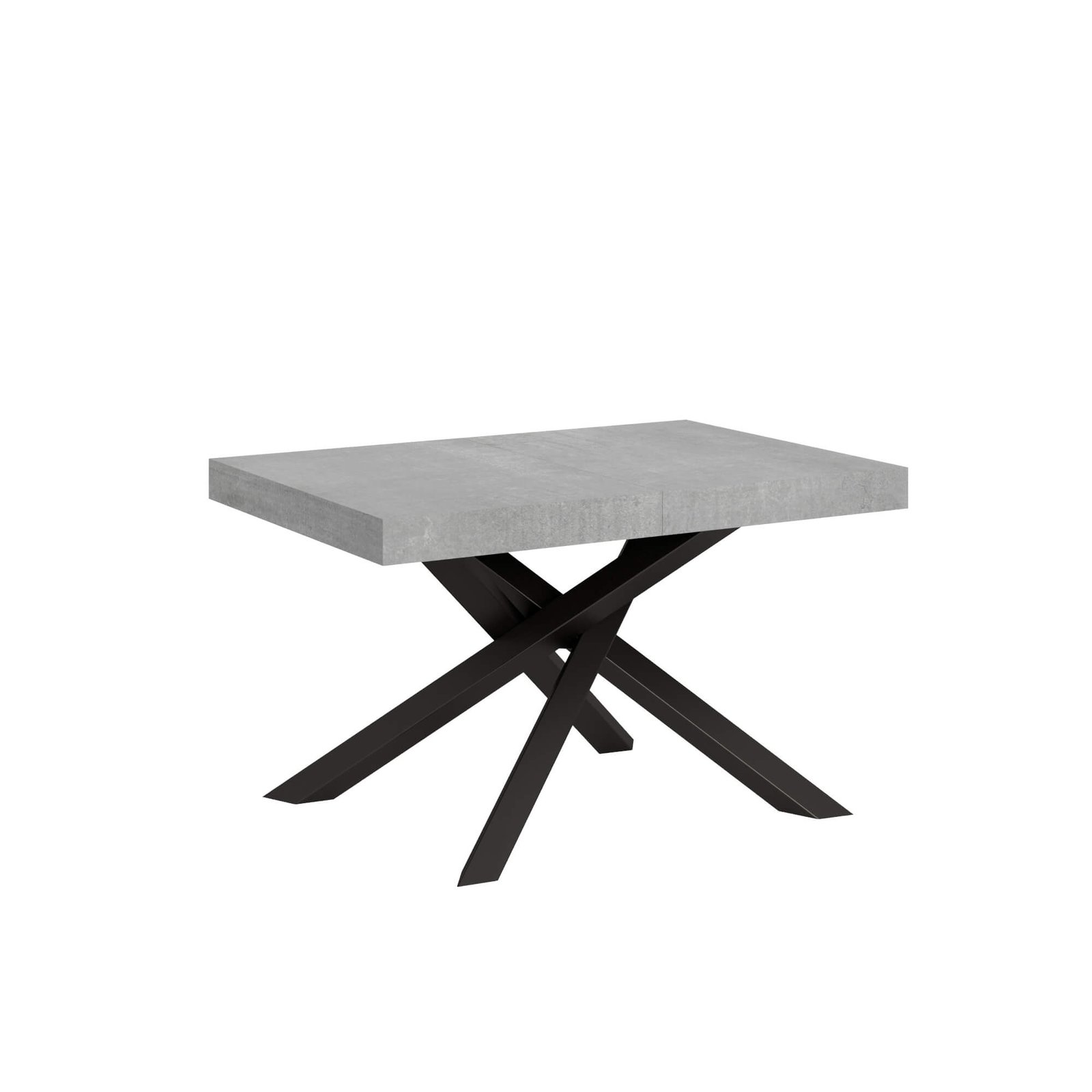 Tavolo da pranzo Allungabile - VOLANTIS Telaio: Antracite, Bordo: In tinta, Colore: Cemento, Dimensioni: 130x90/390