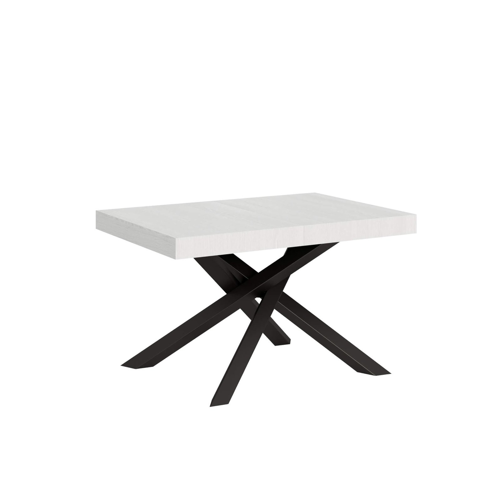 Tavolo da pranzo Allungabile - VOLANTIS Telaio: Antracite, Bordo: In tinta, Colore: Bianco Frassino, Dimensioni: 130x90/234