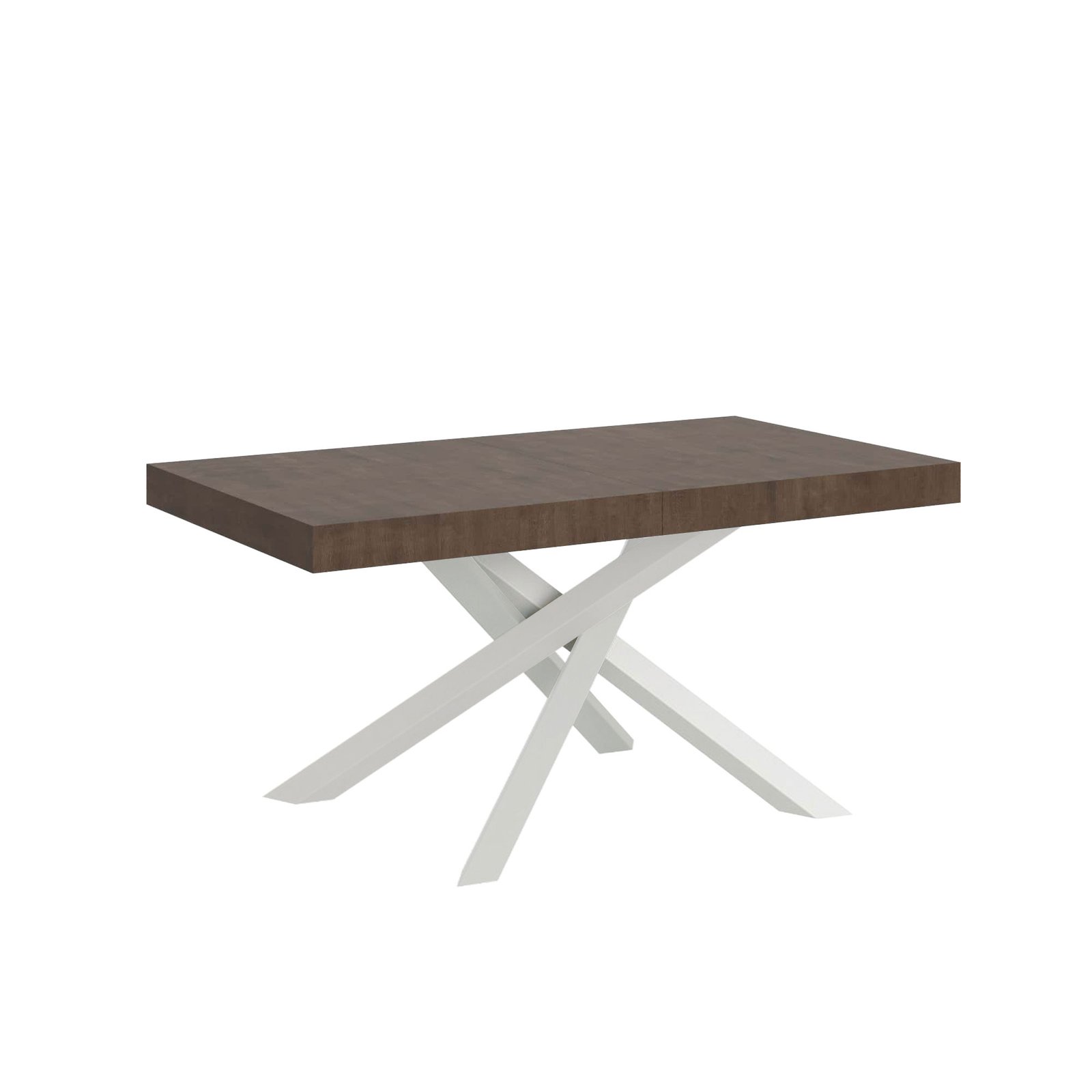 Tavolo da pranzo Allungabile - VOLANTIS PREMIUM Telaio: Bianco, Colore: Noce, Dimensioni: 200x90/460