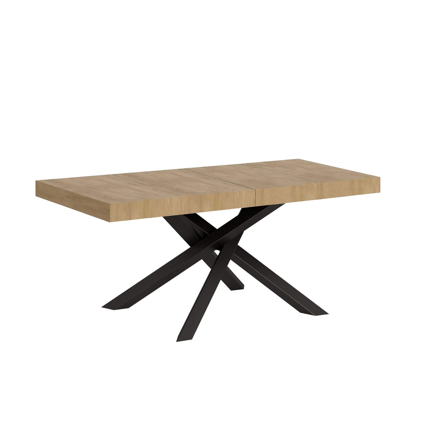 Tavolo da pranzo Allungabile - VOLANTIS PREMIUM Telaio: Antracite, Colore: Quercia Natura, Dimensioni: 140x90/244