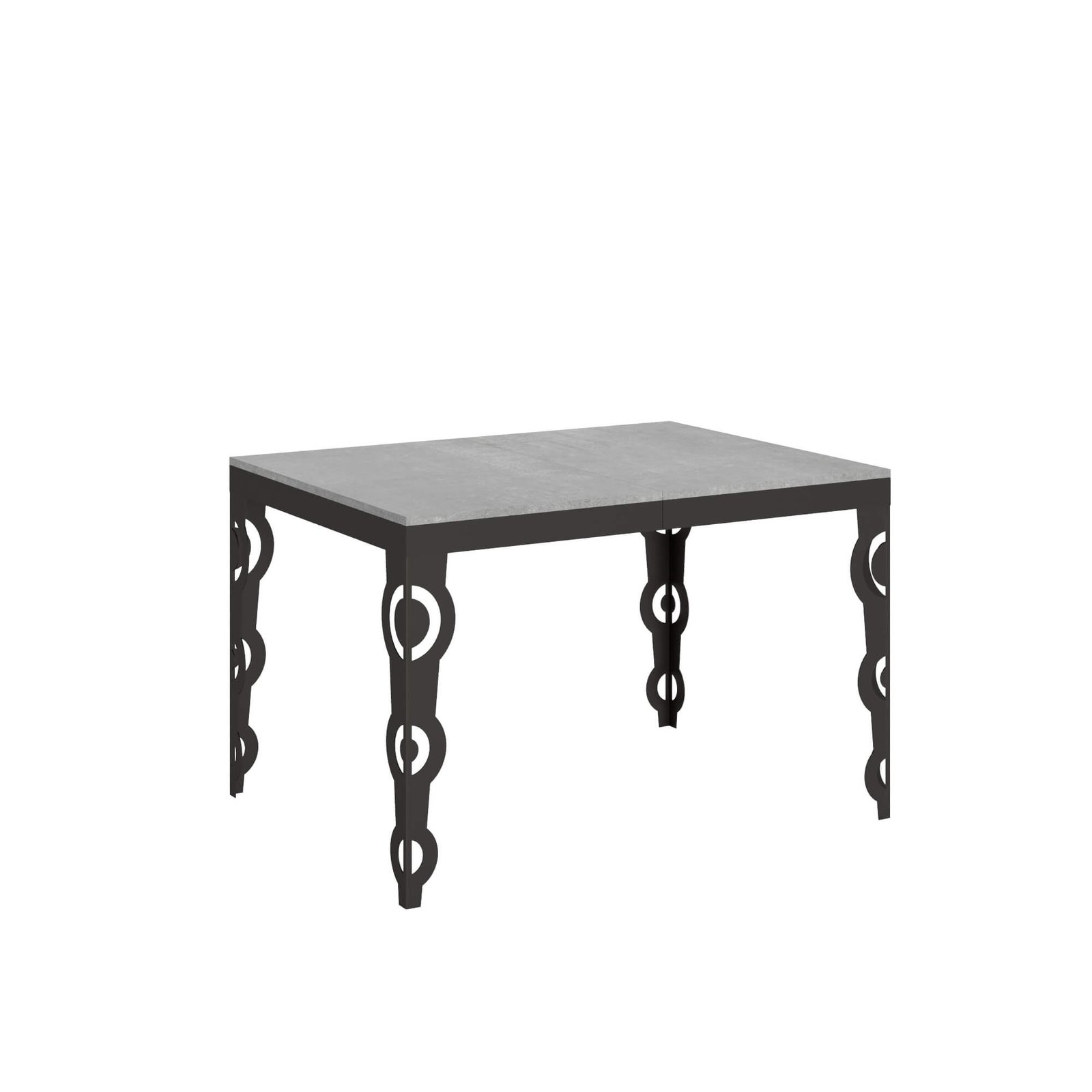 Tavolo da pranzo Allungabile - KARAMAY Dimensioni: 90x120/380, Colore: Cemento, Bordo: Antracite