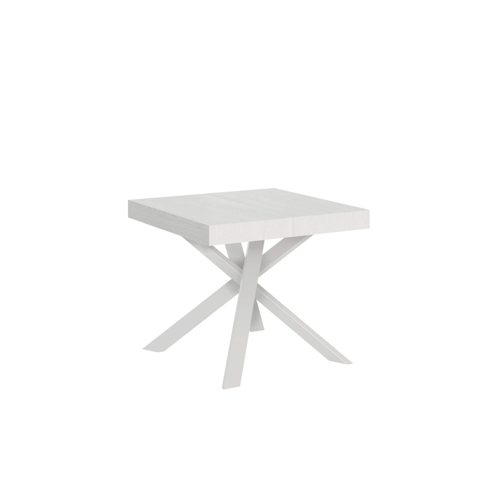 Tavolo da pranzo Allungabile - CLERK Colore: Bianco Frassino, Telaio: Bianco