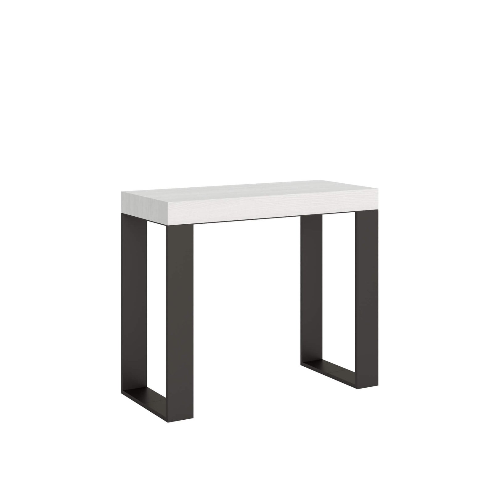 Consolle allungabile - TECNO Colore: Bianco Frassino, Dimensioni: 90x40/196, Telaio: Antracite, Bordo: In tinta
