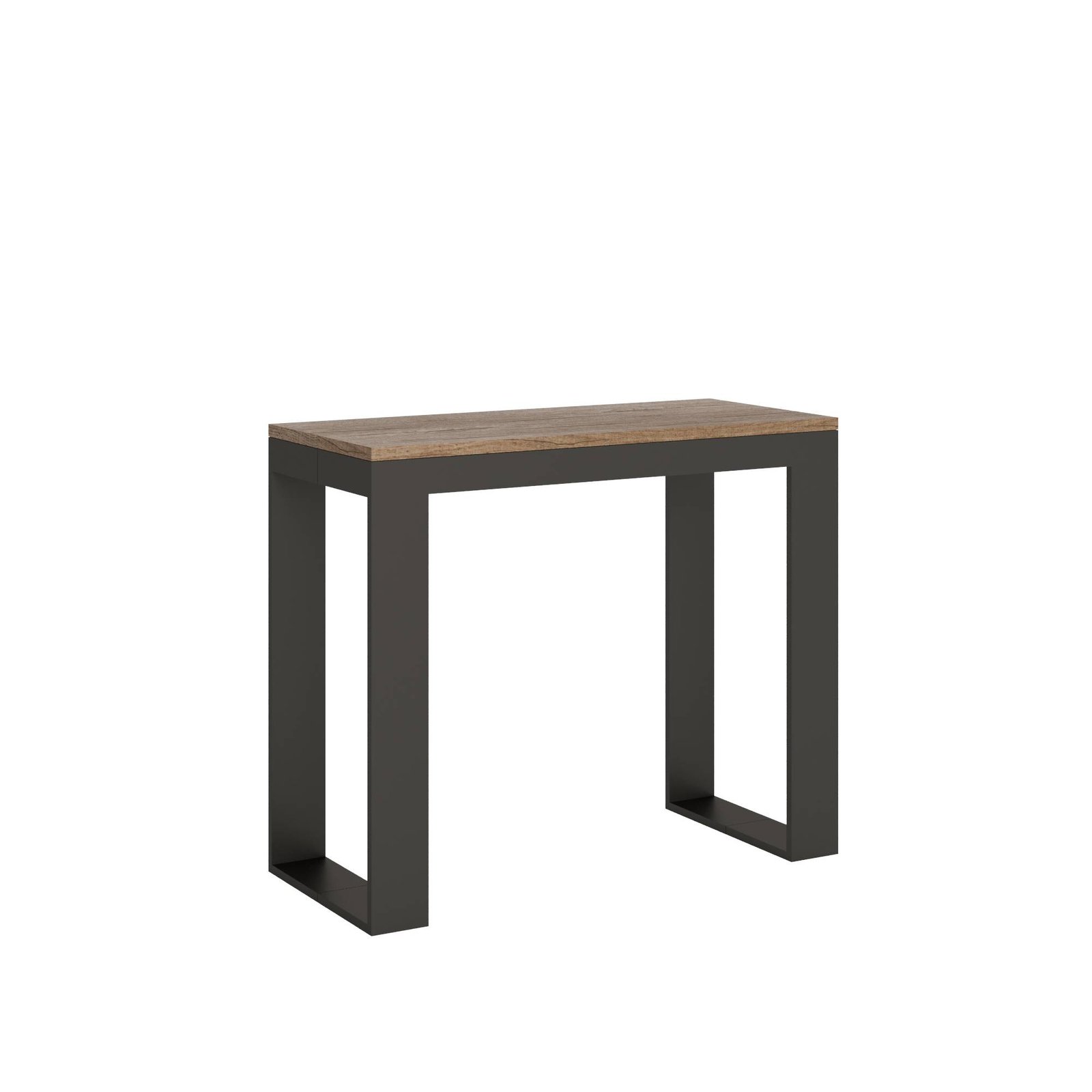 Consolle allungabile - TECNO Dimensioni: 90x40/196, Telaio: Antracite, Bordo: Antracite, Colore: Quercia Natura
